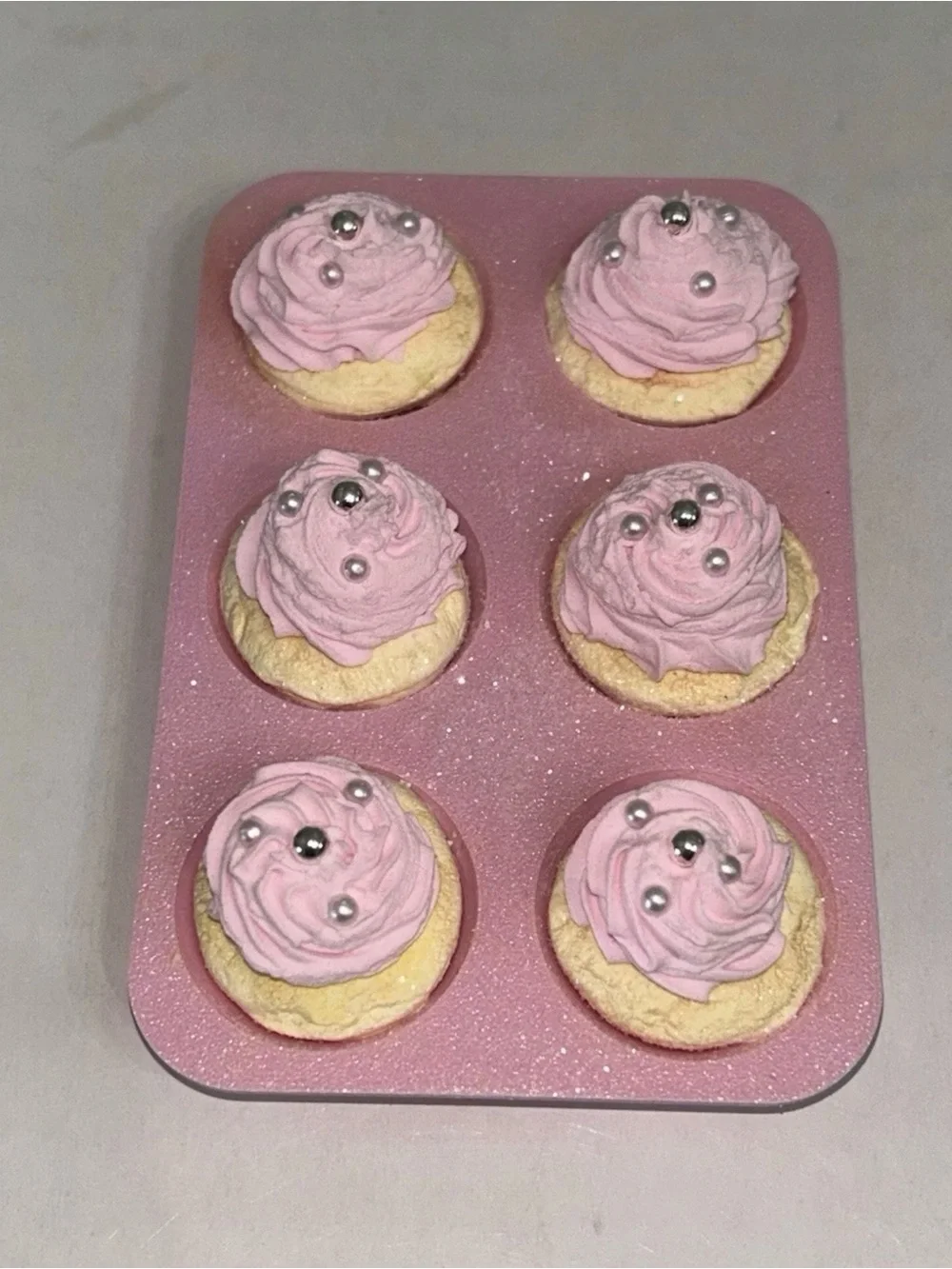 Fake Cupcakes Cup Cakes in Muffin Pan - Faux Dessert Decoration Handmade